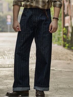 Annual Ring Jeans 1870s 15 oz Herringbone Selvedge Denim Work Jeans W33 L 33x29.